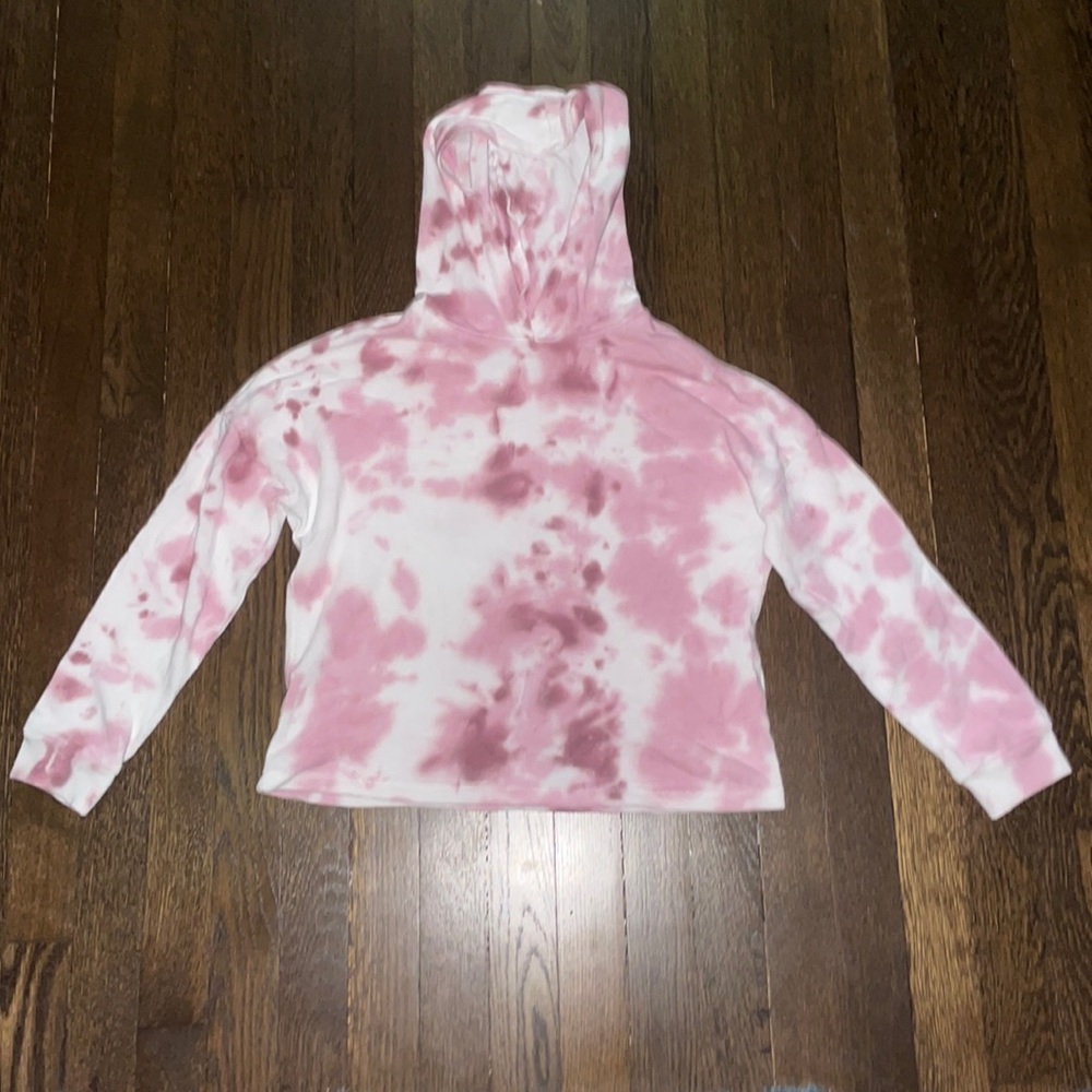 Love Fire pink tie dye cropped hoodie